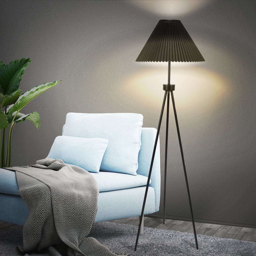 Modern Led Floor Lamp Stand Reading Light Decoration Indoor Classic Linen Fabric - Black