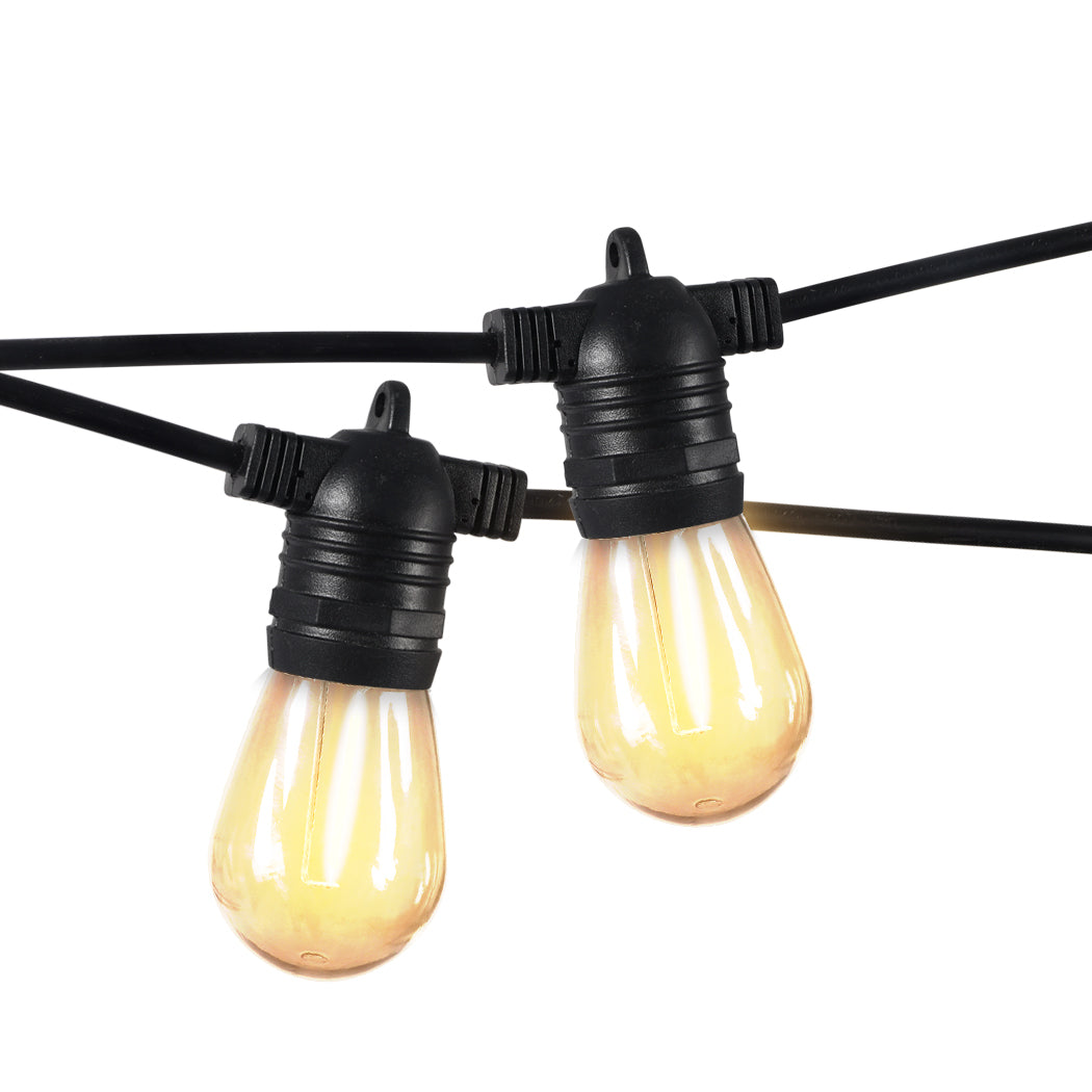 20M 20 LED Bulbs Festoon String Lights Xmas Party Waterproof Outdoor - Warm White