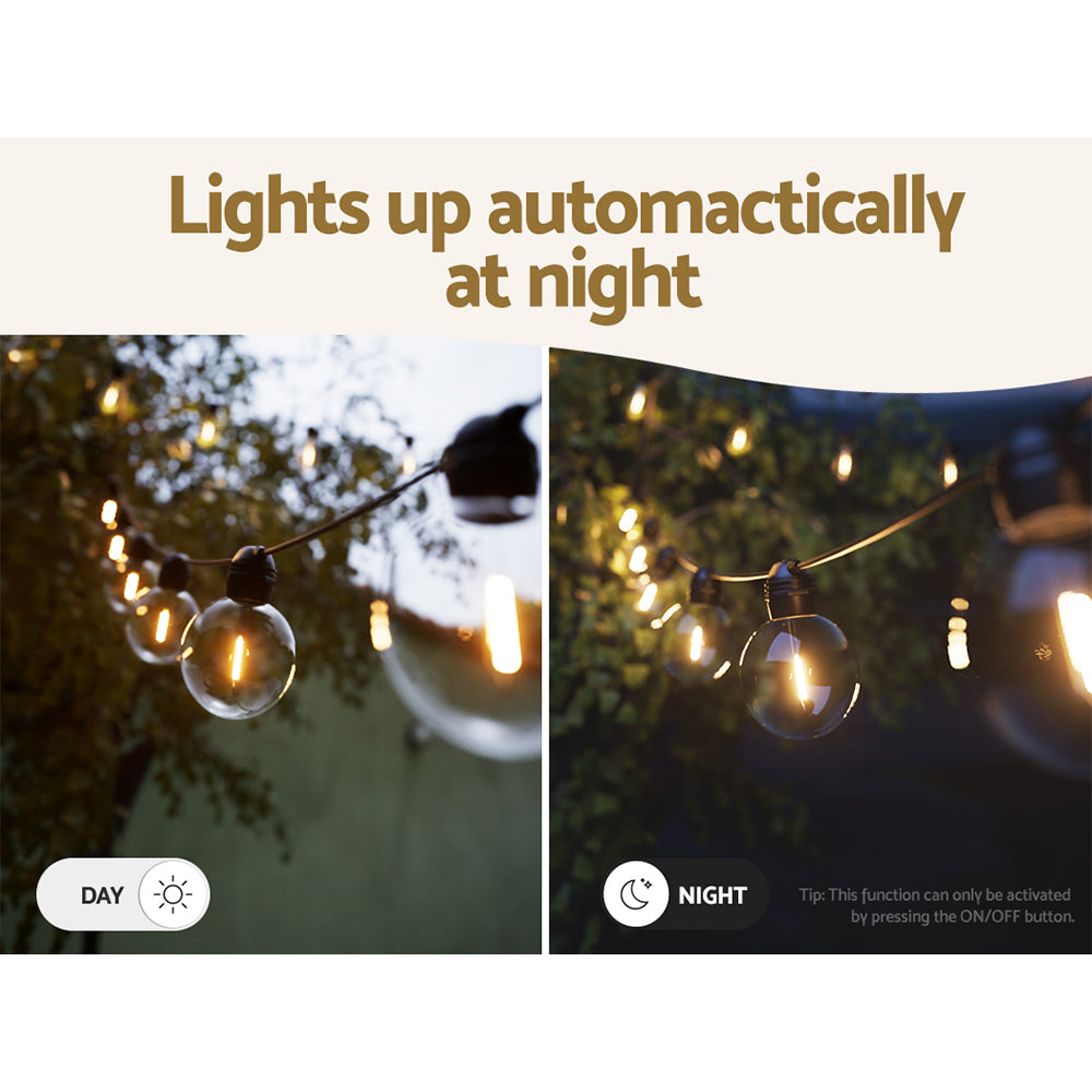 17m Solar Festoon Lights Outdoor LED String Light Wedding Christmas Party