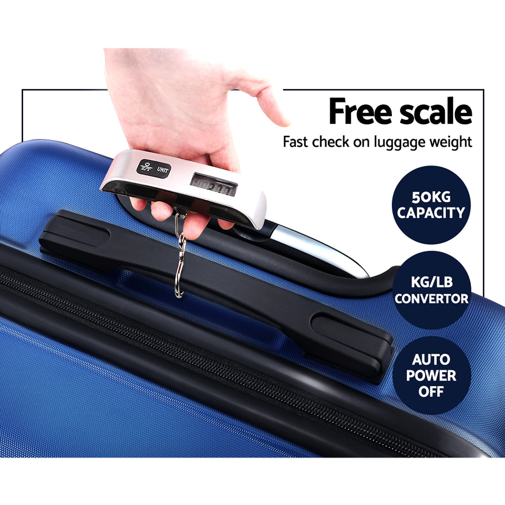 Set of 3 20" 24" 28"Luggage Suitcase Travel Hardcase Trolley TSA Lock Blue