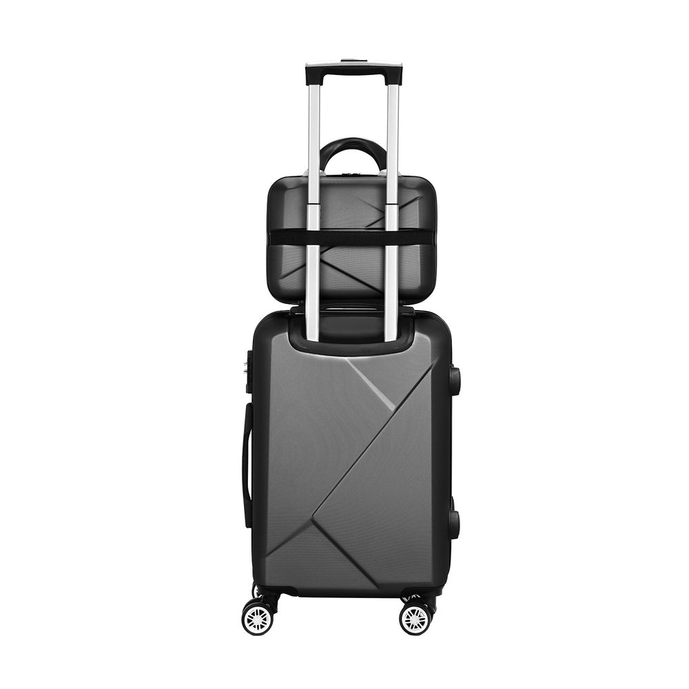 Set of 2 20" Luggage Case with 12" Handheld Luggage Box Hard Shell Travel Suitcase TSA Lock - Black