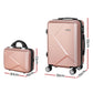 Set of 2 20" Luggage Case with 12" Handheld Luggage Box Hard Shell Travel Suitcase TSA Lock - Rose Gold