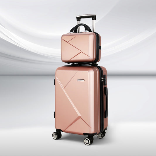 Set of 2 Luggage 12 inch & 20 inch Trolley Travel Suitcase Storage Carry On TSA Lock - Rose Gold