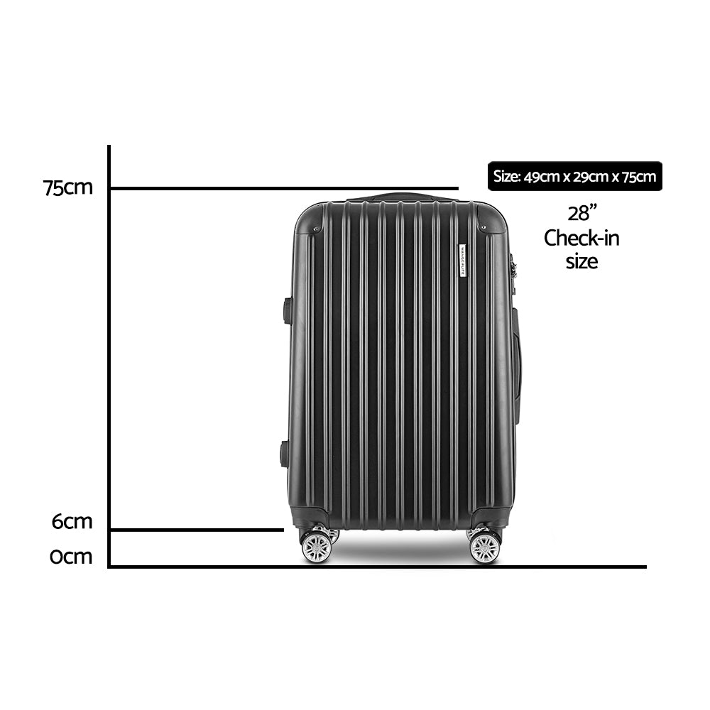 28" Luggage with TSA Lock Spinner Carry On Hard Shell Travel Suitcase Luggage Case - Black