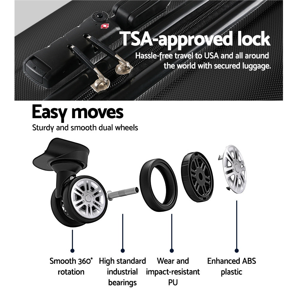 28" Luggage with TSA Lock Spinner Carry On Hard Shell Travel Suitcase Luggage Case - Black