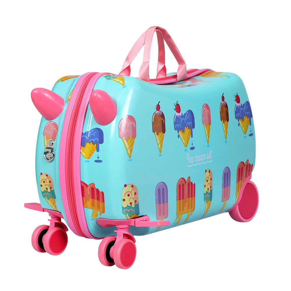 17inch Kids Ride On Luggage Children Suitcase Trolley Travel - Ice Cream