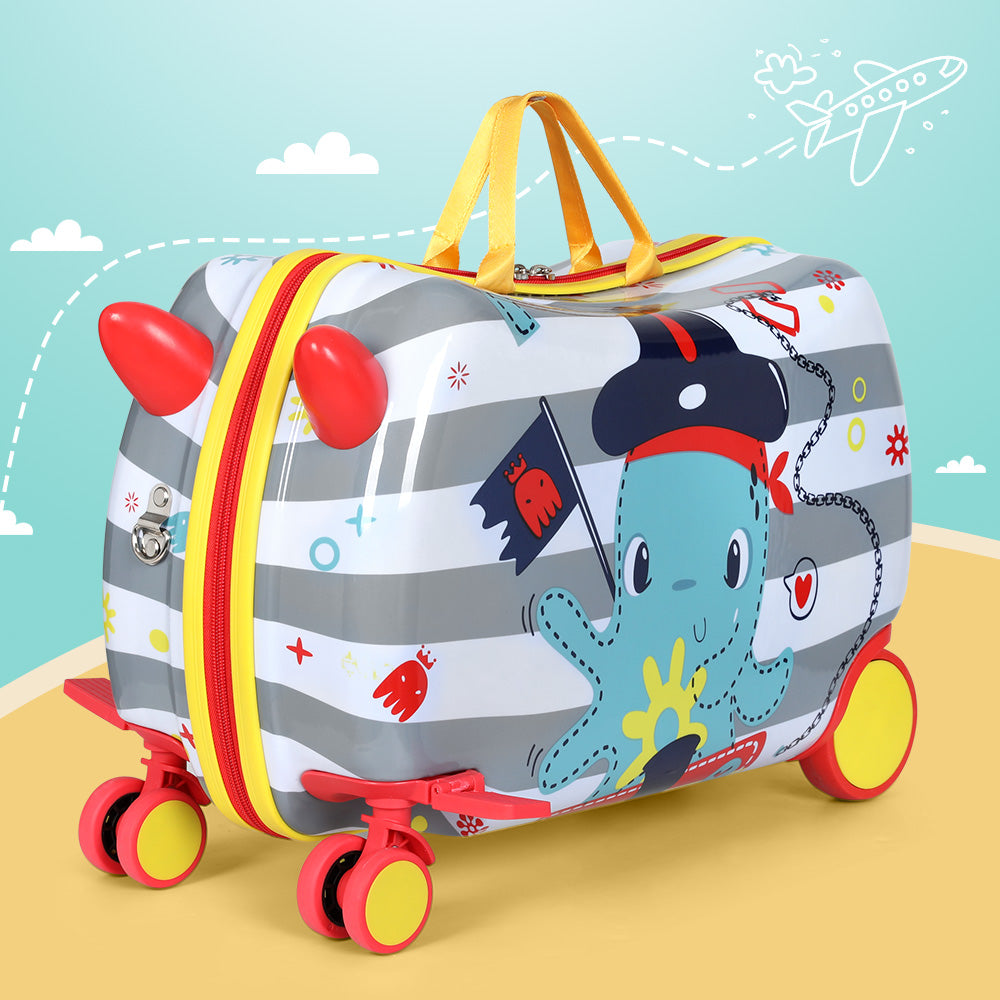 17inch Kids Ride On Luggage Children Suitcase Trolley Travel - Octopus