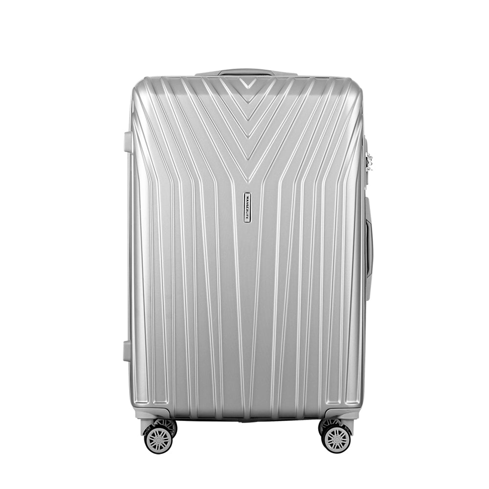 Set of 3 Luggage 20'' 24'' 28'' Trolley Suitcase Sets Travel TSA Hard Case Lightweight Silver