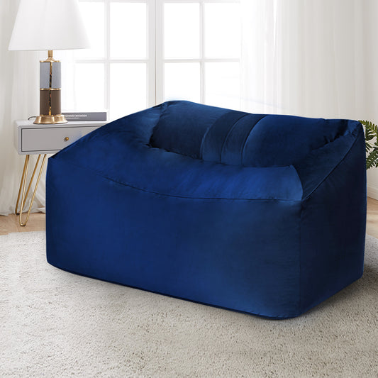 Bean Bag Chair Cover Soft Velvet Home Game Seat Lazy Sofa 145cm Length - Blue