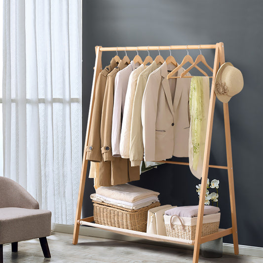 Clothes Stand Garment Drying Rack Hanger Organiser Wooden Rail Portable