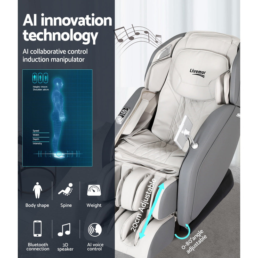 Amun 4D Massage Chair Electric Recliner Home Massager - Grey