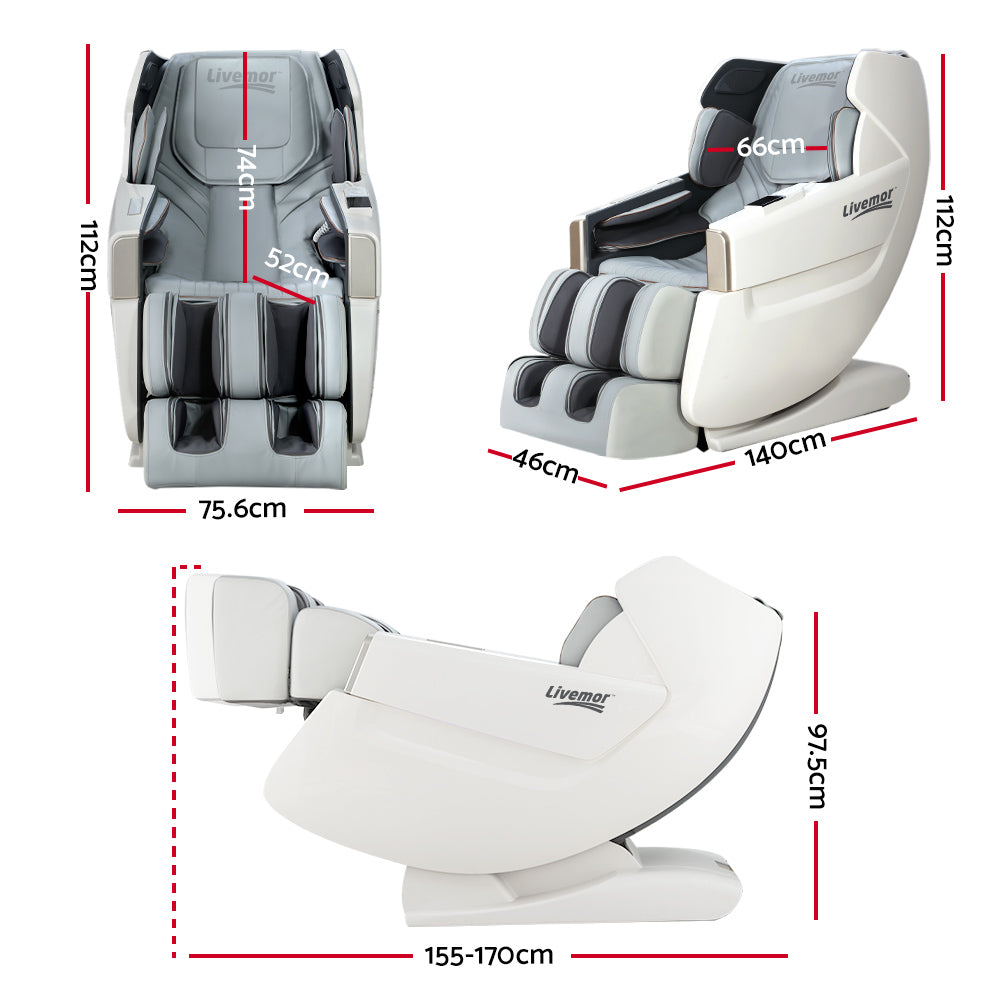 Signy Massage Chair Electric Zero Gravity Bed Recliner Kneading Massager - White