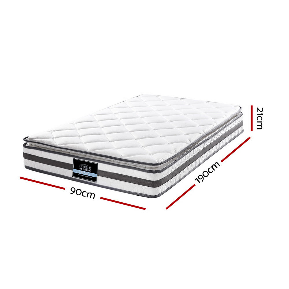 Rio 21cm Thick Pillow Top Spring Mattress - Single