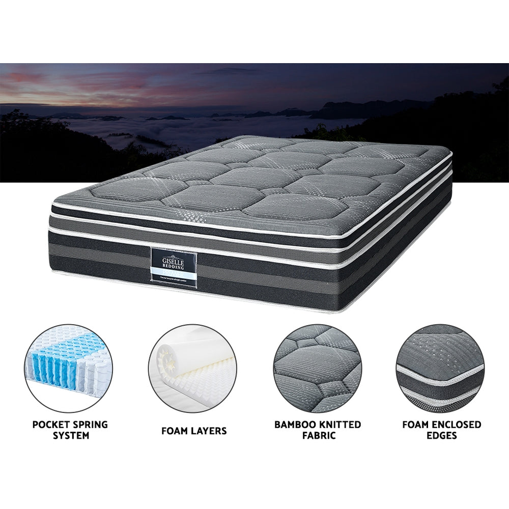 Alexa 35cm Mattress 7 Zone Dual Euro Top Pocket Spring Medium Firm - King