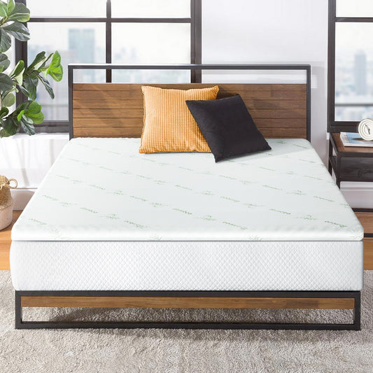 DOUBLE Memory Foam Mattress Topper Cool Gel Bed Mat Bamboo 10cm - White