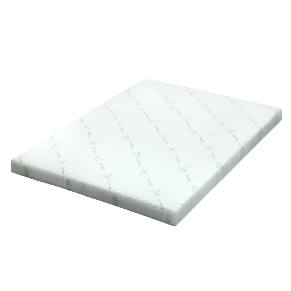 SINGLE 10cm Memory Foam Mattress Topper Cool Gel Bed Mat Bamboo - White