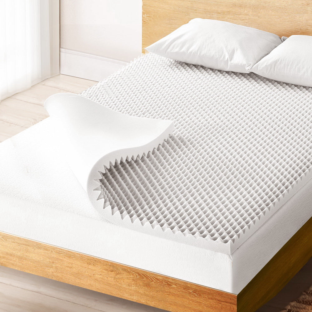 DOUBLE 5cm Memory Foam Mattress Topper Egg Crate - White