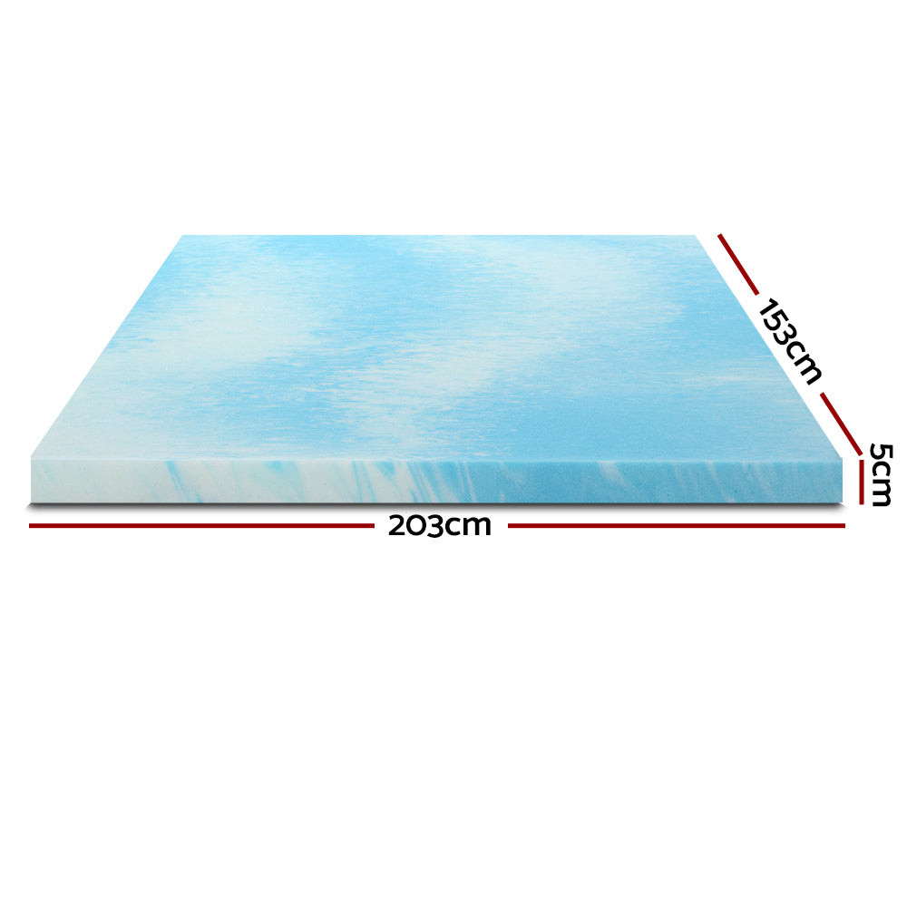 QUEEN 5cm Memory Foam Mattress Topper Gel - Blue