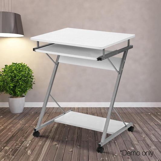 Metal Pull Out Table Desk - White