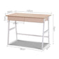 Metal Desk with Drawer - White with Oak Top