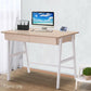 Metal Desk with Drawer - White with Oak Top