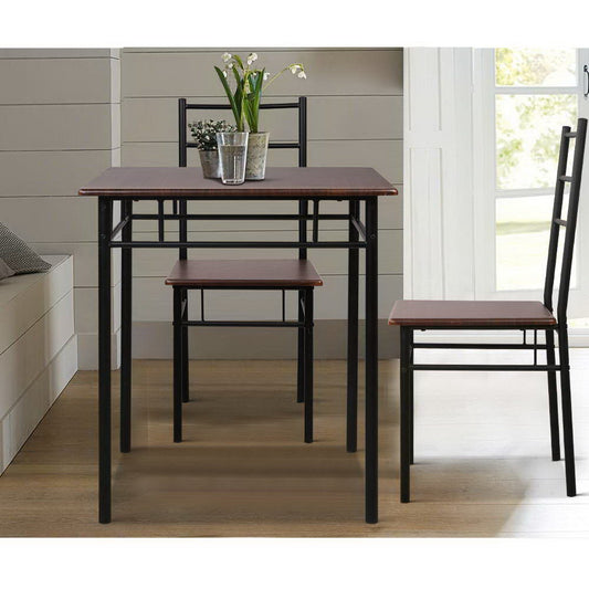 3-Piece Ivano Walnut Dining Table & Chair Set