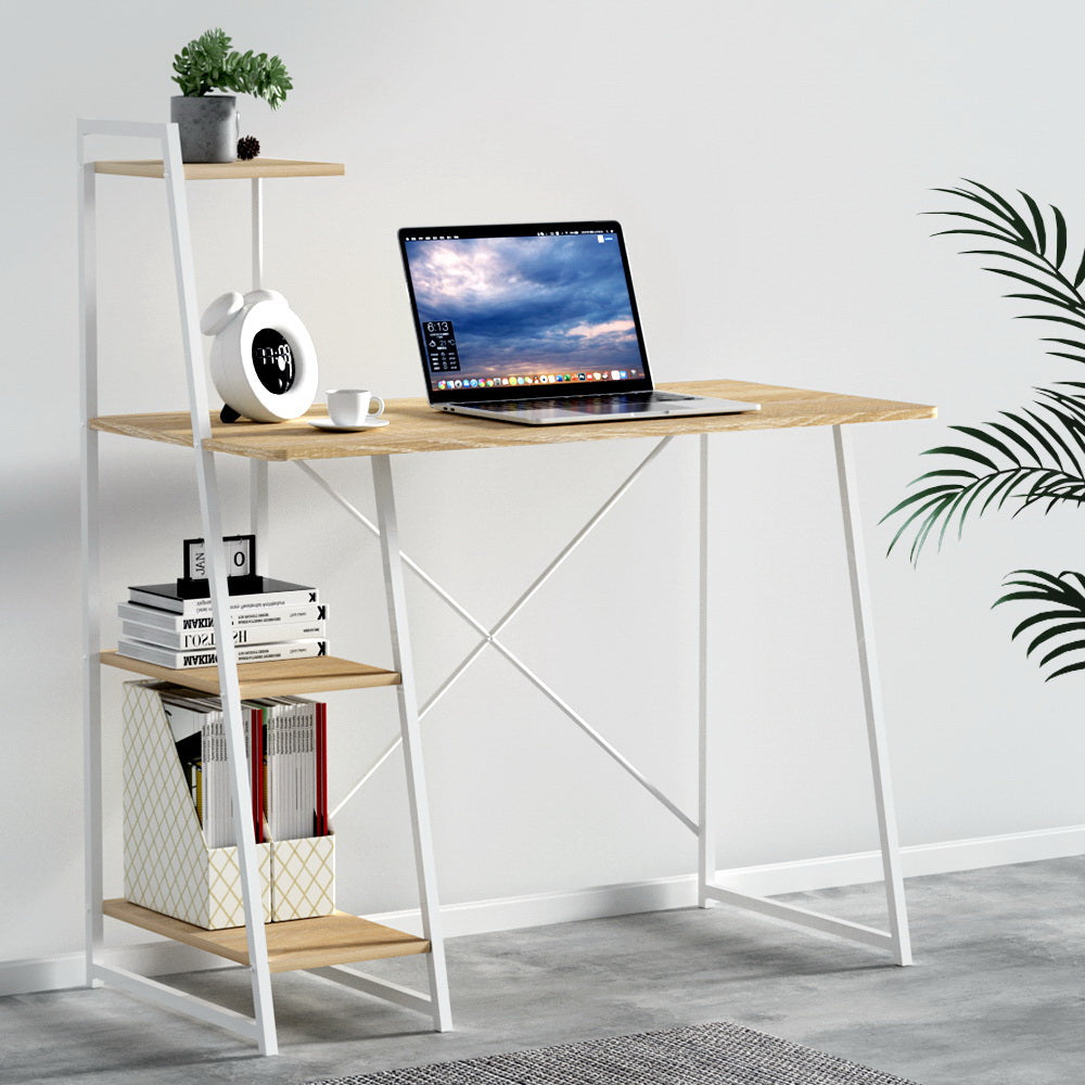 Artiss Computer Desk Bookshelf Storage Oak 100cm – Factory Buys