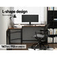 Artiss Computer Desk L-Shape CPU Stand Brown 147cm