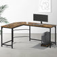 Artiss Computer Desk L-Shape CPU Stand Brown 147cm
