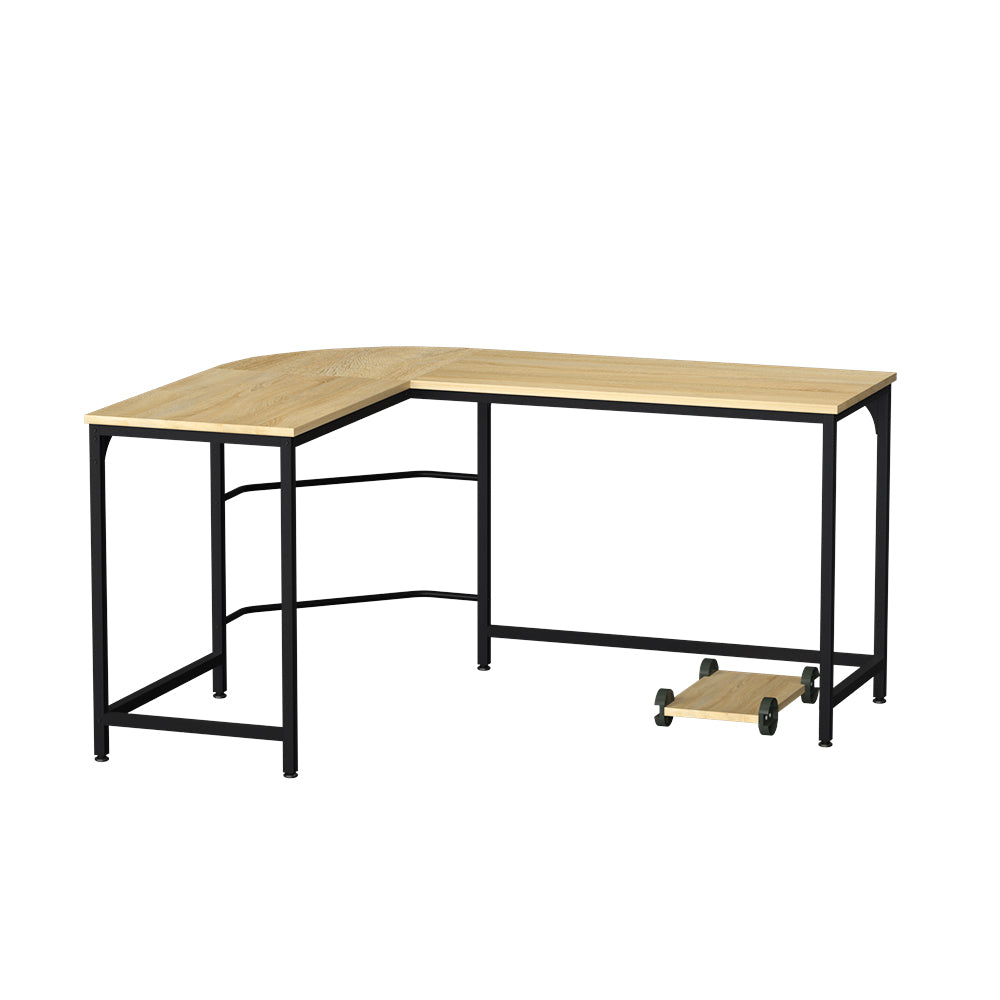 Artiss Computer Desk L-Shape CPU Stand Oak 147cm