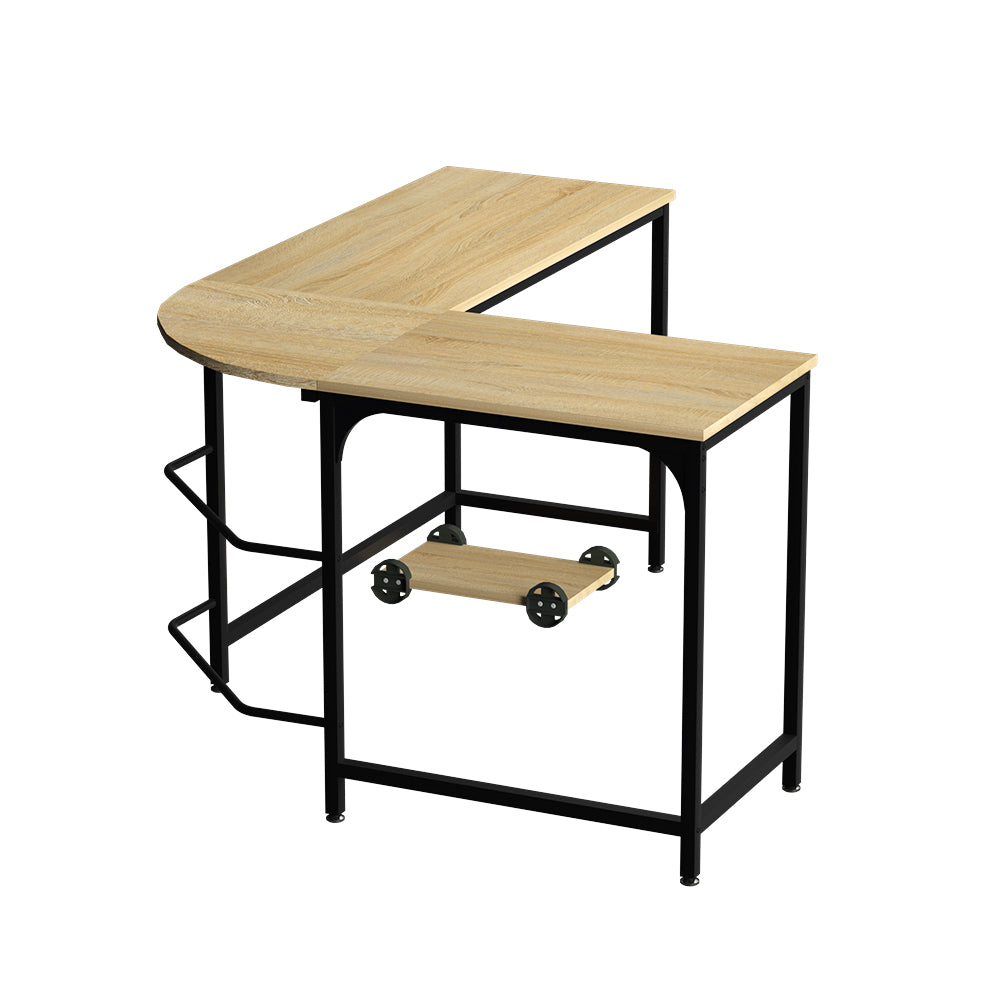 Artiss Computer Desk L-Shape CPU Stand Oak 147cm