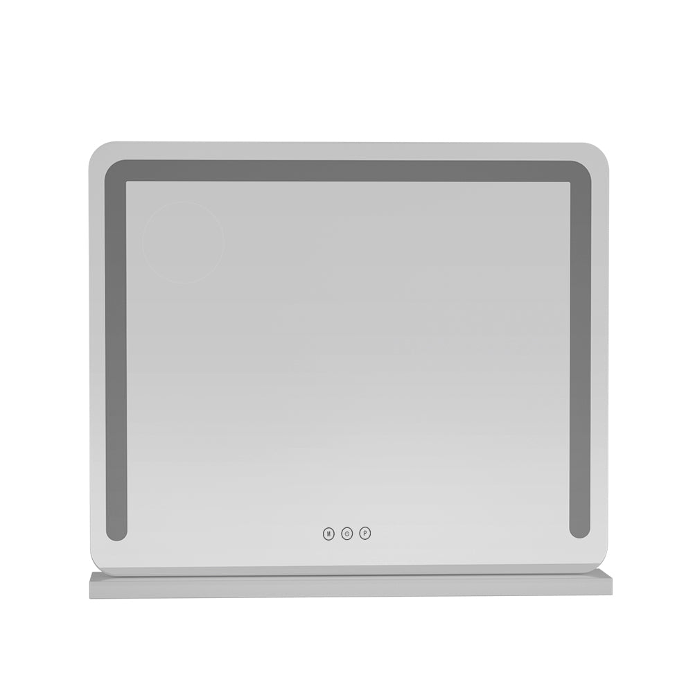 Makeup Mirror 60x50cm Hollywood Vanity with LED Light Tabletop - White
