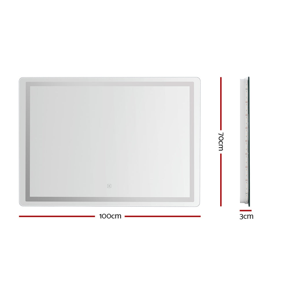 Wall Mirror 100X70CM with LED Light Bathroom Home Decor Round Rectangle