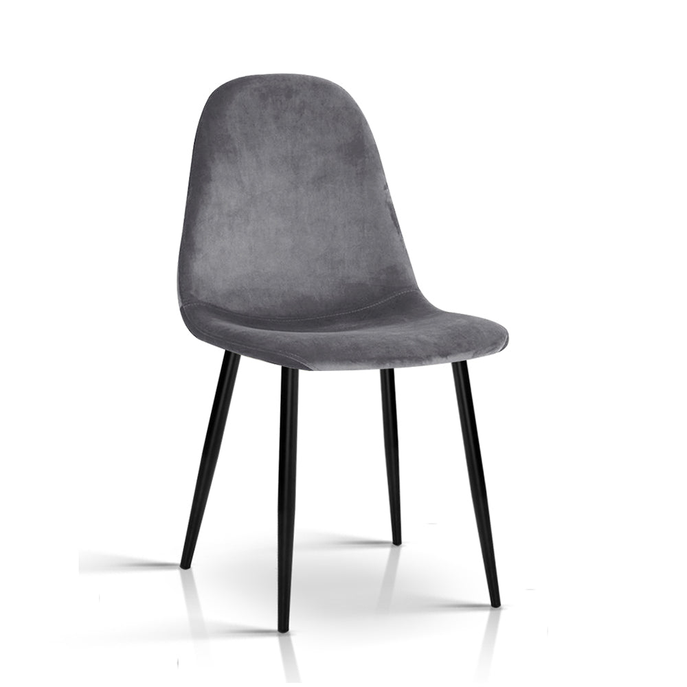 Randy Set of 4 Velvet Dining Chairs - Dark - Grey