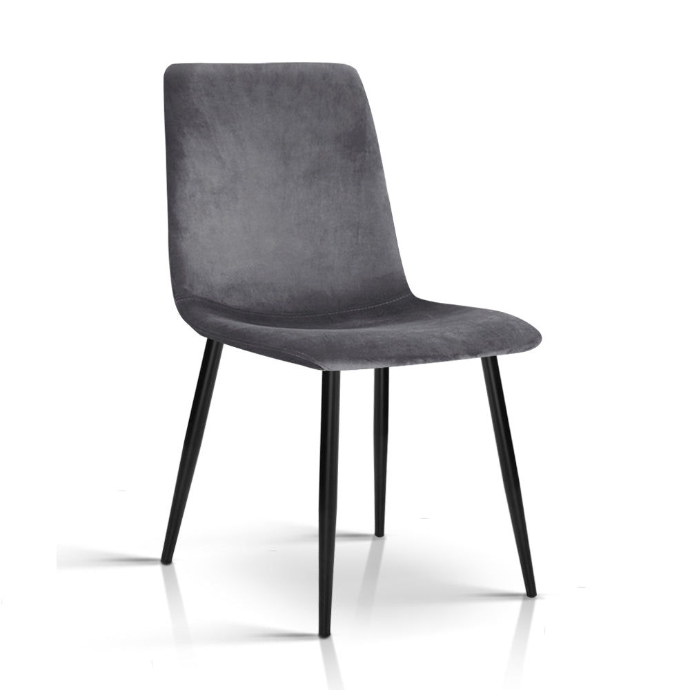 Ramsey Set of 4 Modern Velvet Dining Chairs - Grey