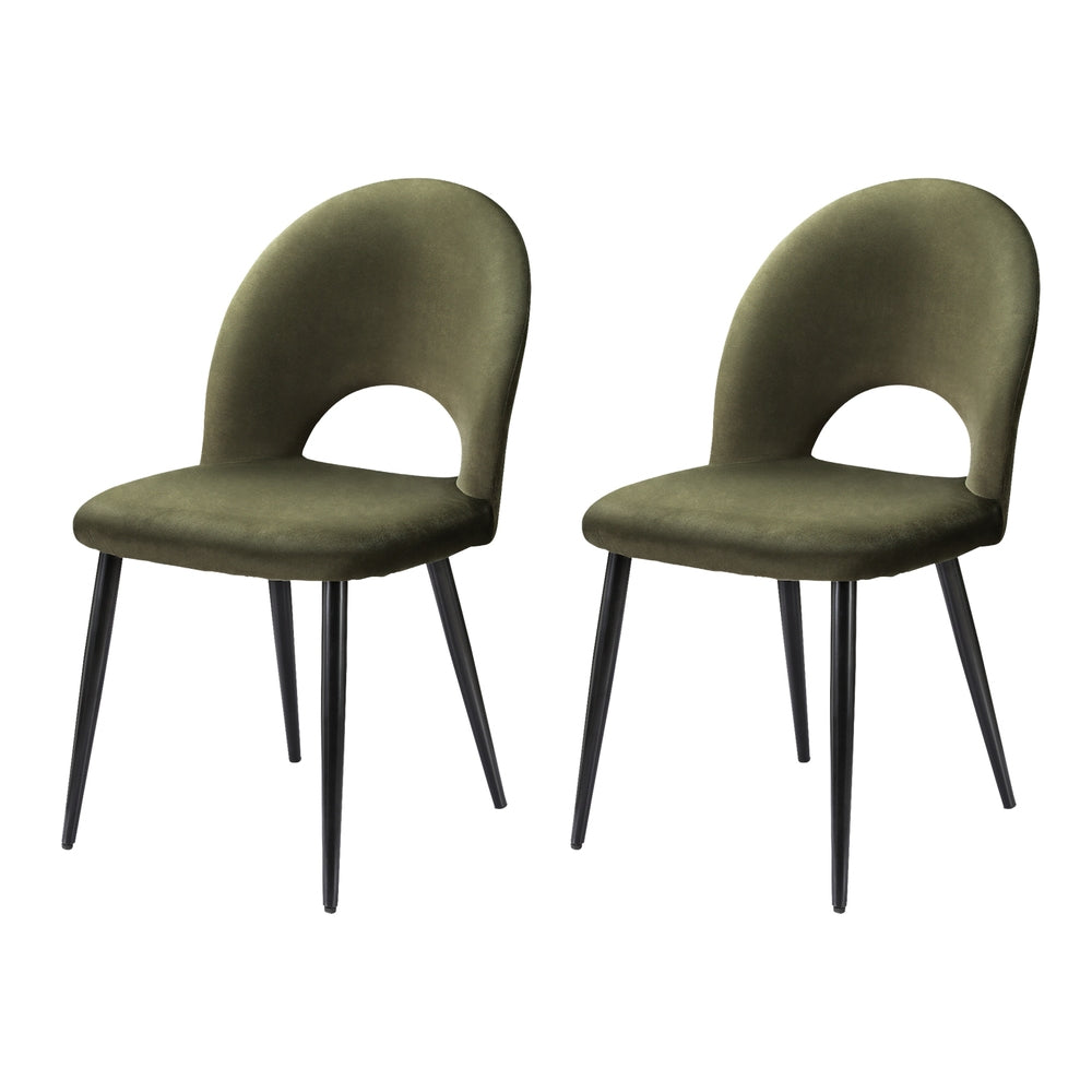 Rosie Set of 2 Dining Chairs Velvet Hollow - Green