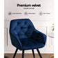Everly Set of 2 Dining Chairs Kitchen Upholstered Velvet - Blue