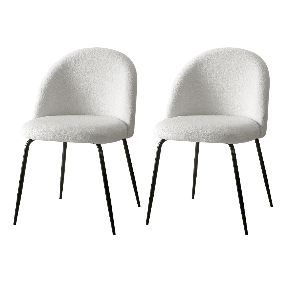 Addison Set of 2 Dining Chairs Sherpa Boucle - White
