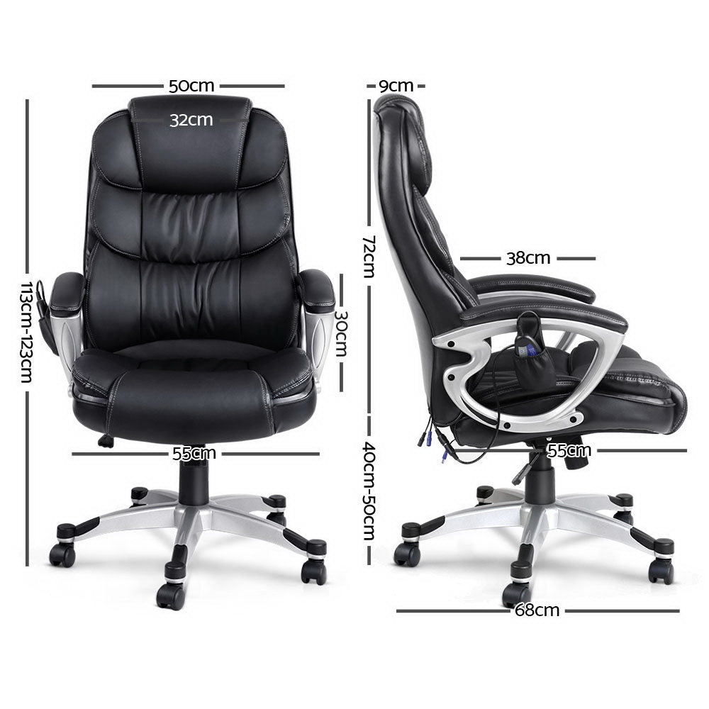 Brok Massage Office Chair 8 Point PU Leather - Black