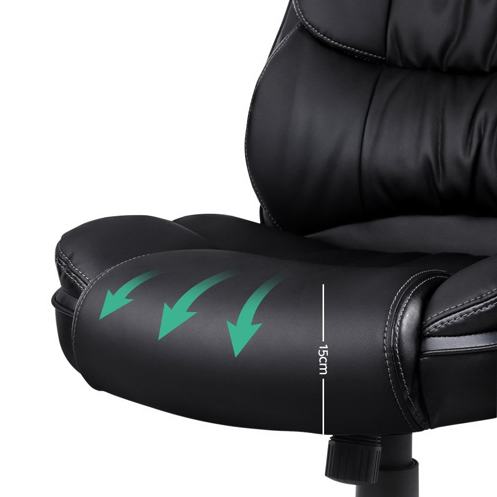 Brok Massage Office Chair 8 Point PU Leather - Black