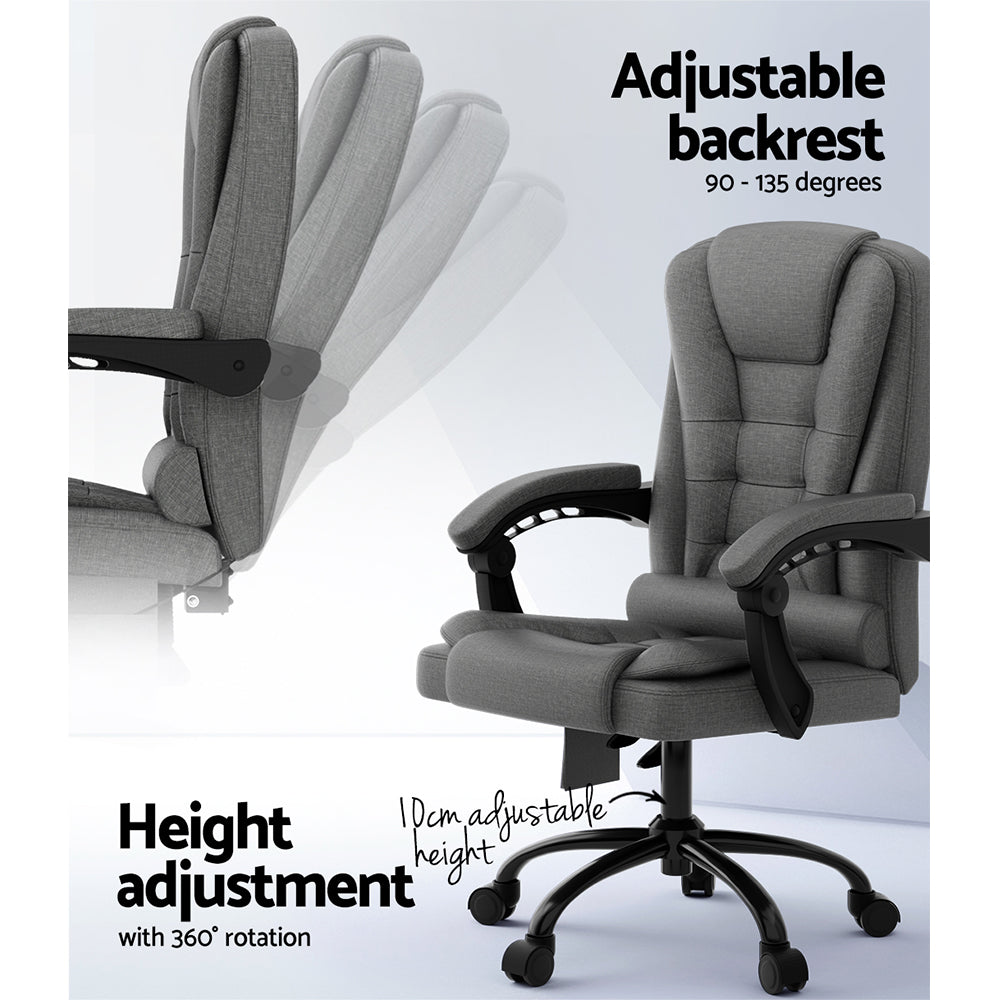 Thorne 2 Point Massage Office Chair Fabric - Grey