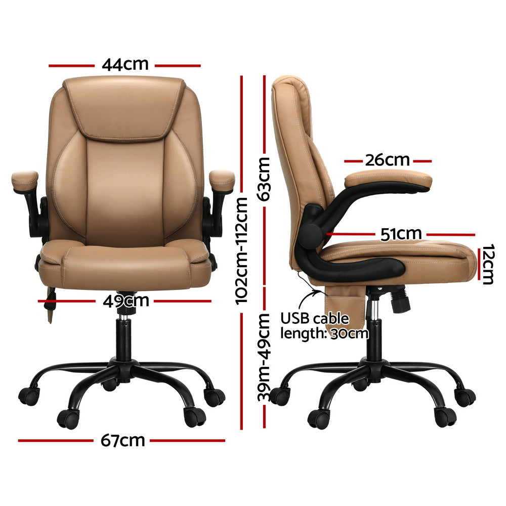 Sagat Massage Office Chair 2 Point Massage Office Chair Leather Mid Back - Espresso
