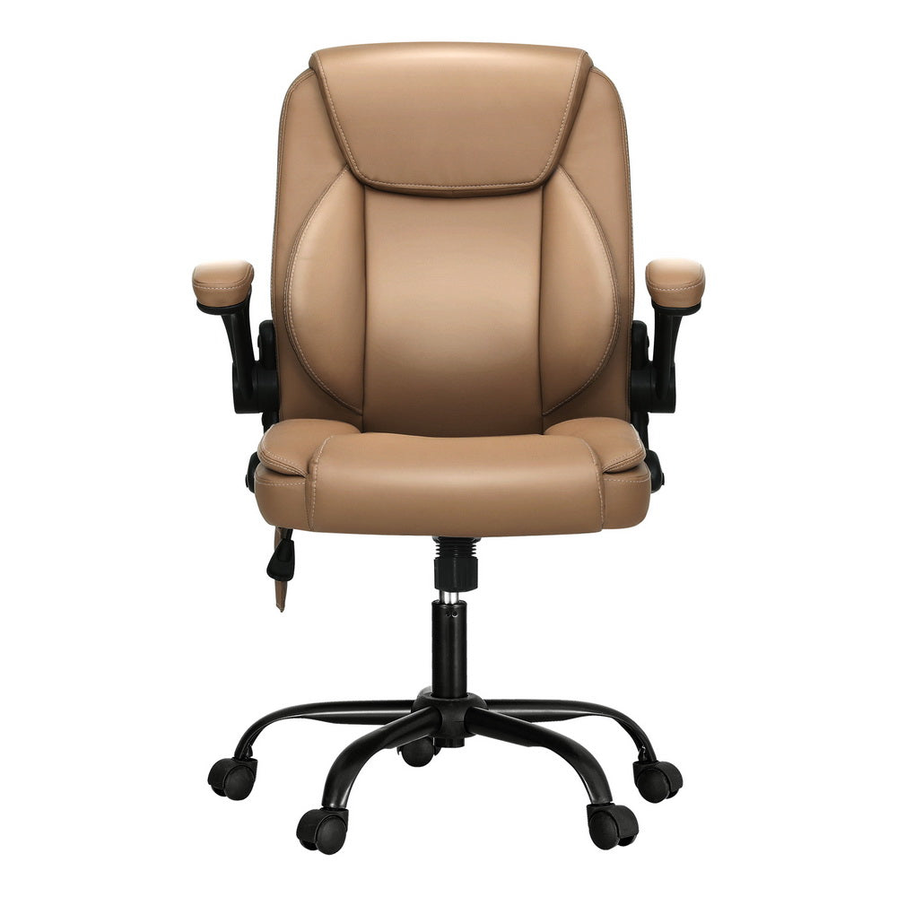 Sagat Massage Office Chair 2 Point Massage Office Chair Leather Mid Back - Espresso