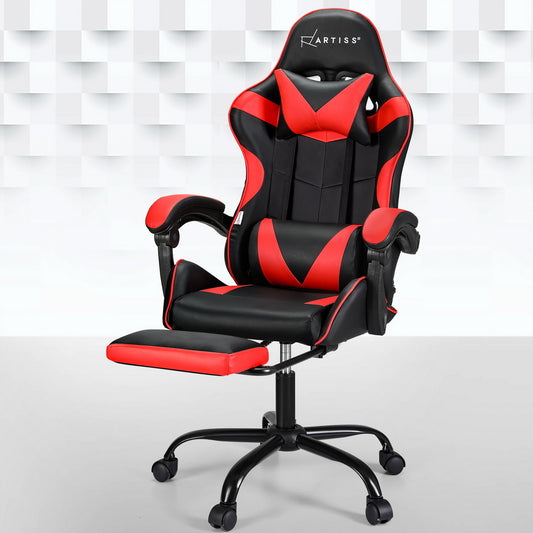 Silva Massage Gaming Office Chair 2 Point Office Chair Footrest - Red