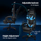 Erend Massage Gaming Office Chair 7 LED Computer Leather Footrest - Cyan Blue