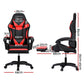 Erend Massage Gaming Office Chair 7 LED Computer Leather Footrest - Red