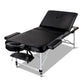 Massage Table 70cm 3 Fold Aluminium Beauty Bed Portable Therapy Black