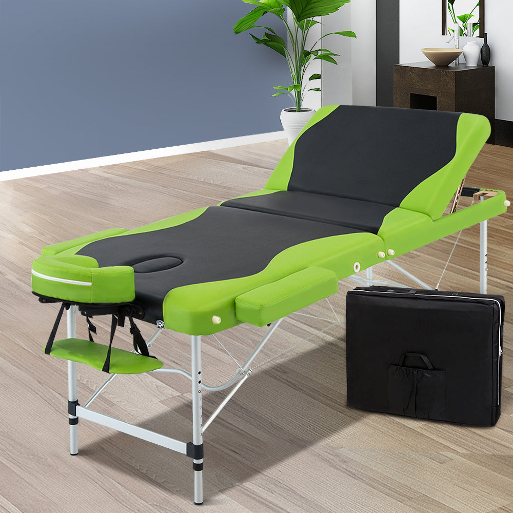 Massage Table 75cm 3 Fold Aluminium Beauty Bed Portable Therapy