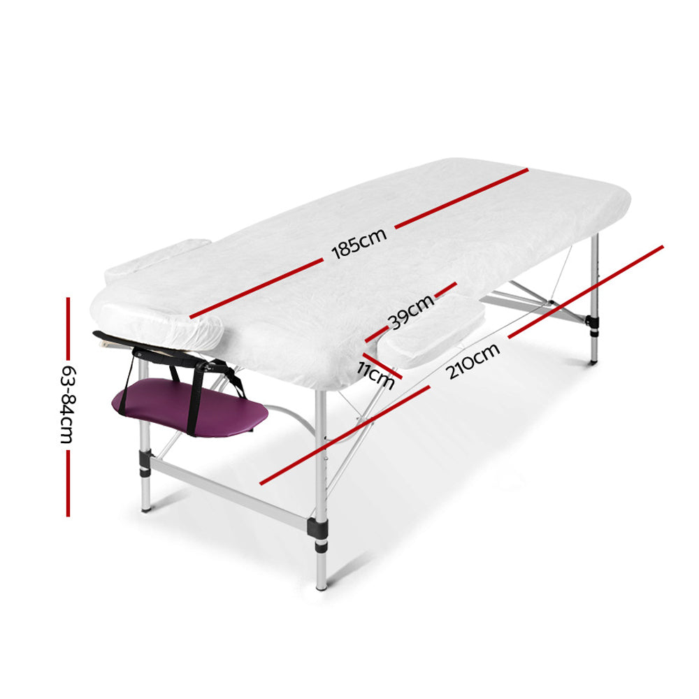 Massage Table 75cm 3 Fold Aluminium Beauty Bed Portable Therapy Violet