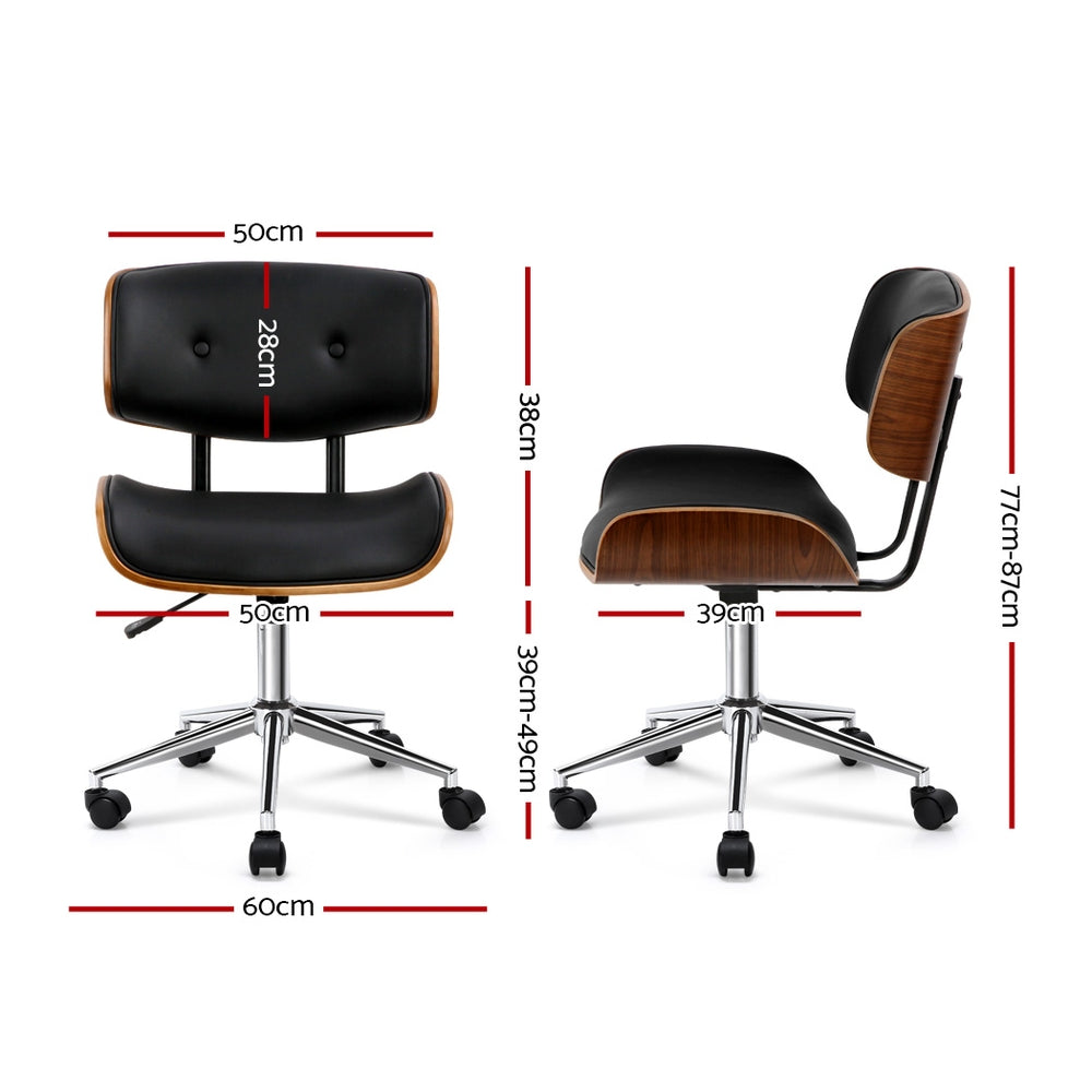 Motaro Wooden Office Chair Fabric Seat - Black